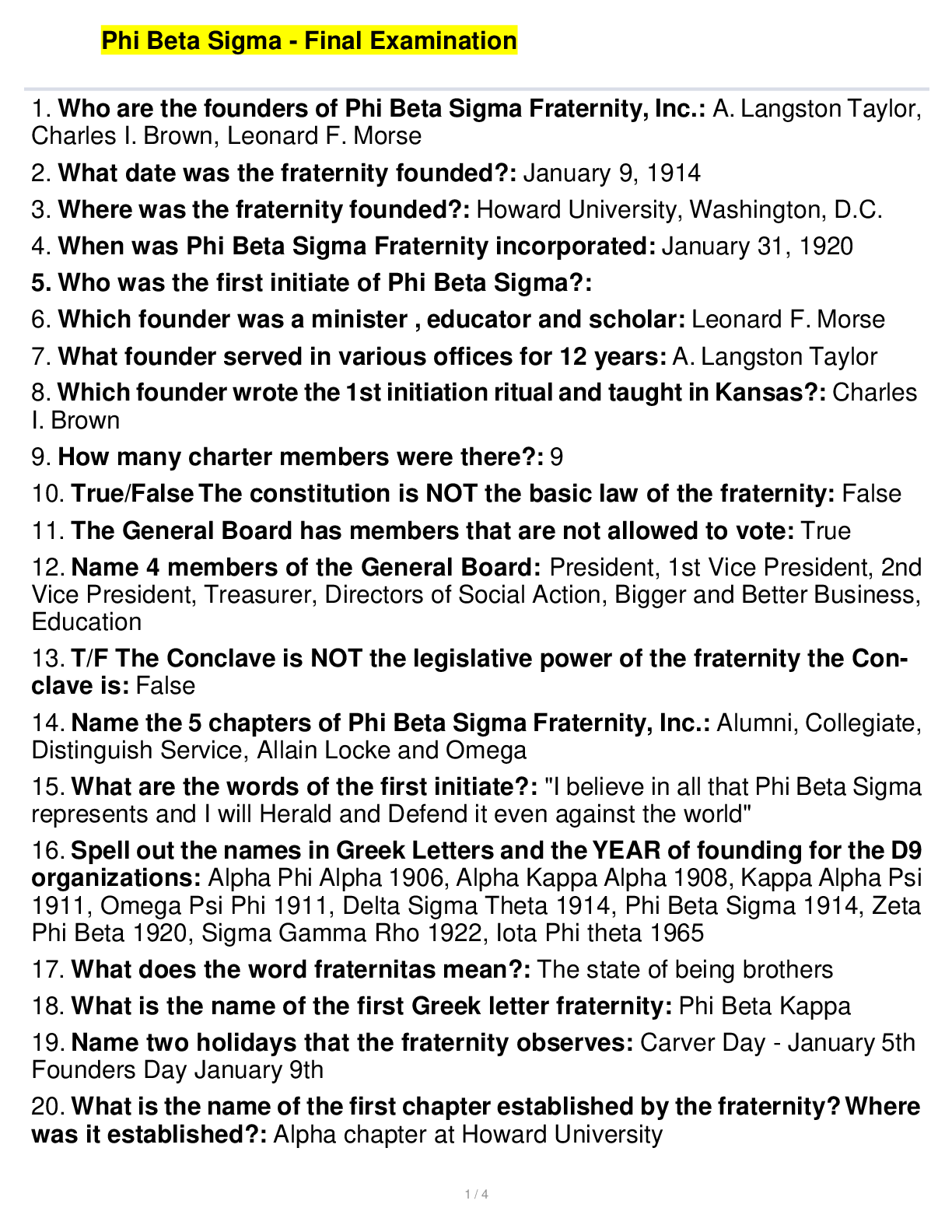 Preview image for Phi Beta Sigma - Final Examination